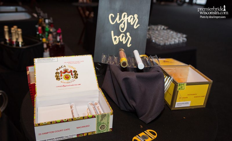 cigar bar at a wedding reception